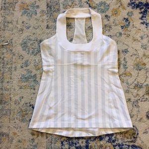 White and Light Blue Striped Lululemon Tank Top